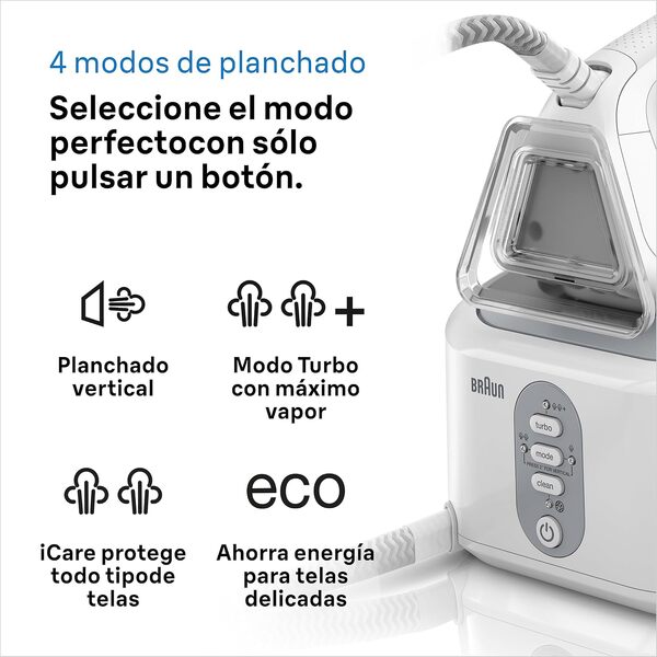 Braun CareStyle 3 Pro IS 3155 VI Centrale vapeur, avec semelle FreeGlide-3D, 2400 W, pression de la pompe 6,5 bar, effet pressing 430 g/min, vapeur verticale, réservoir d'eau 2 l, violet