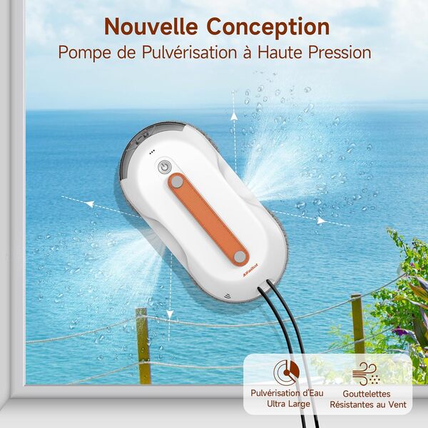 AlfaBot X7 Pro Robot Lave-vitres Intelligent – Nettoyage sans Traces pour vitres, carrelages et Surfaces Lisses • Pulvérisation bilatérale • Grand réservoir