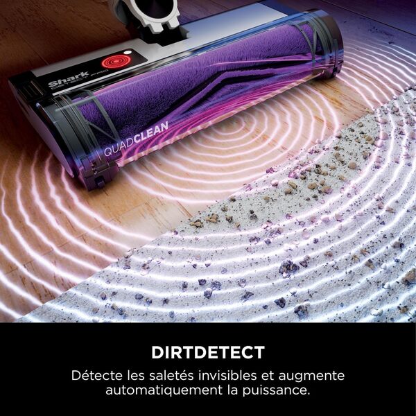 Shark Detect Pro Aspirateur sans Fil, Système d'auto-vidage 2L, Léger, Flexible, Anti-emmêlement de Cheveux avec Outil de Dépoussiérage et de recoins, Autonomie jusqu'à 60 Minutes, Blanc, IW3611EUN