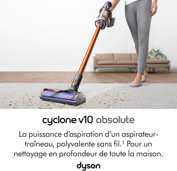 Dyson Cyclone V10 Absolute Aspirateur sans Fil (Nickel/Cuivré)