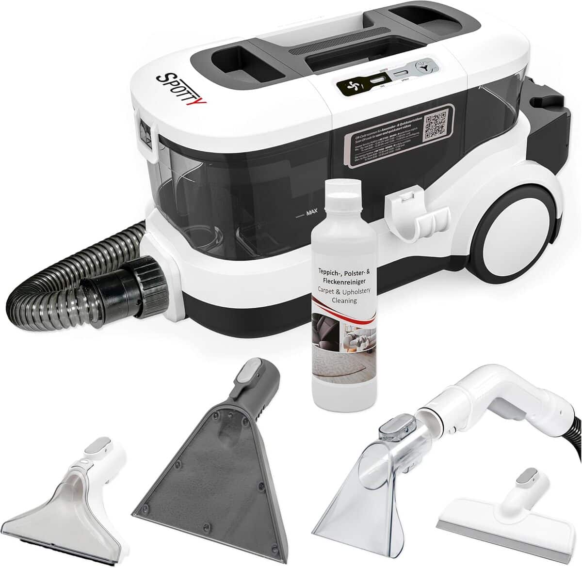 Test de la shampouineuse Spotty : puissance d'aspiration à 170 mbar