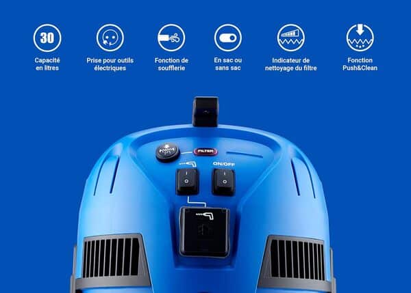 Nilfisk Multi II 30L T Aspirateur Eau et Poussière avec Prise Électrique pour la Maison, Jardin et Voiture (1400 W)