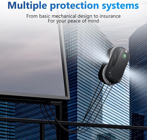 Tosima W5 Robot Nettoyeur de Vitres- avec Double Bec Pulvérisation,Aspiration à Fréquence Variable, Triple Système de Sécurité, Fonction de Détection des Bords, Navigation Intelligente (Noir)