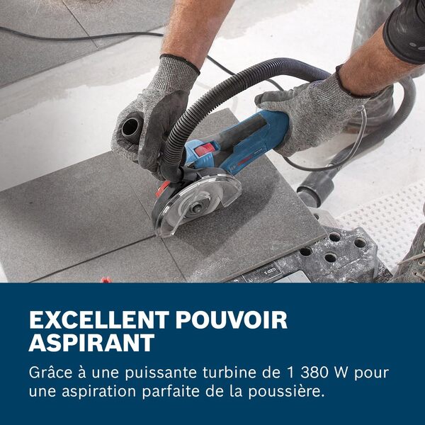 Bosch Professional aspirateur eau/poussière GAS 35 L SFC+ (av. 1 filtre plat plissé cellulose, suceur droit, sac jetable, coude, set suceurs p. sol, flexible 3 m avec raccord p. outil, 3 tubes 0,35 m)