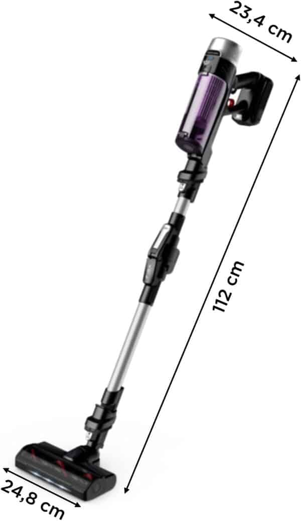 Rowenta X-Force Flex 9.60 Allergie Aspirateur balai sans fil, Filtration Anti-Allergènes, Puissant 100AW, Ultra Léger, Autonomie 45min RH2038WO, Noir / Violet