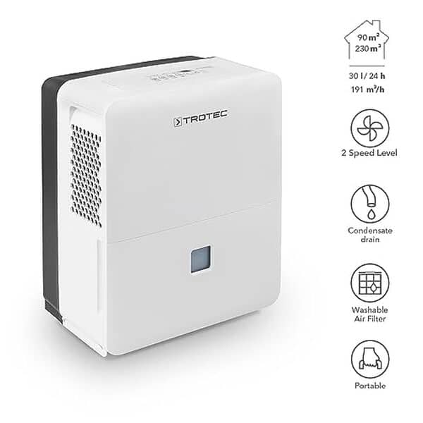 Découvrez le déshumidificateur Trotec TTK 96 E, un modèle puissant capable d'assécher 30 L par jour pour un environnement plus sain et confortable.