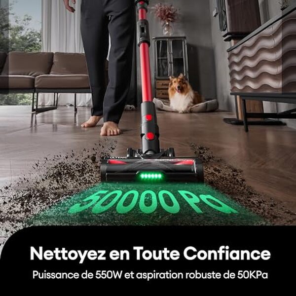 Découvrez l'aspirateur balai Ultenic U16 Flex et sa puissance de 50 kPa, un allié de taille pour un nettoyage efficace et sans effort dans toute la maison