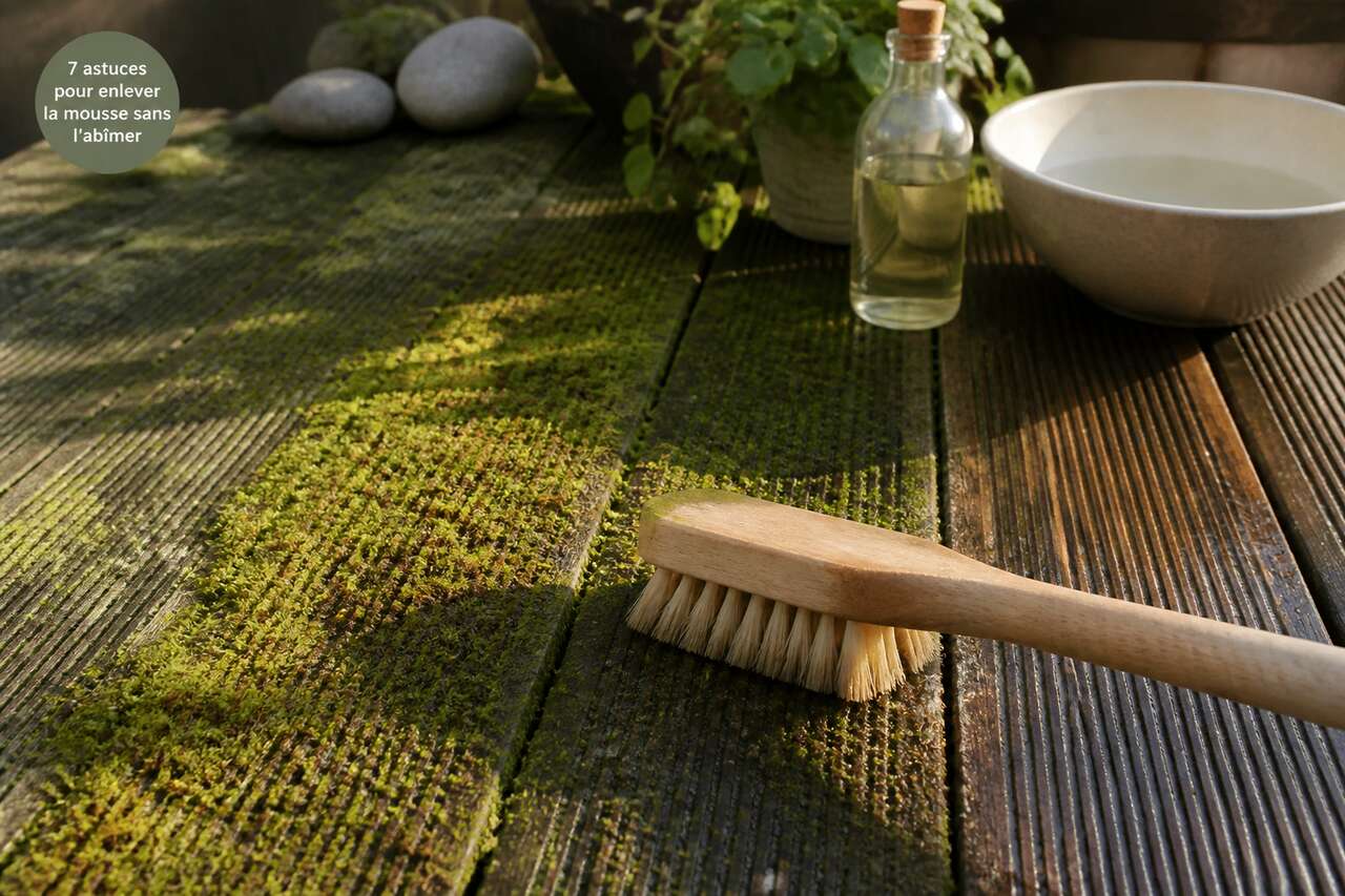 Terrasse glissante ou verdissante : enlever la mousse sans agresser le bois
