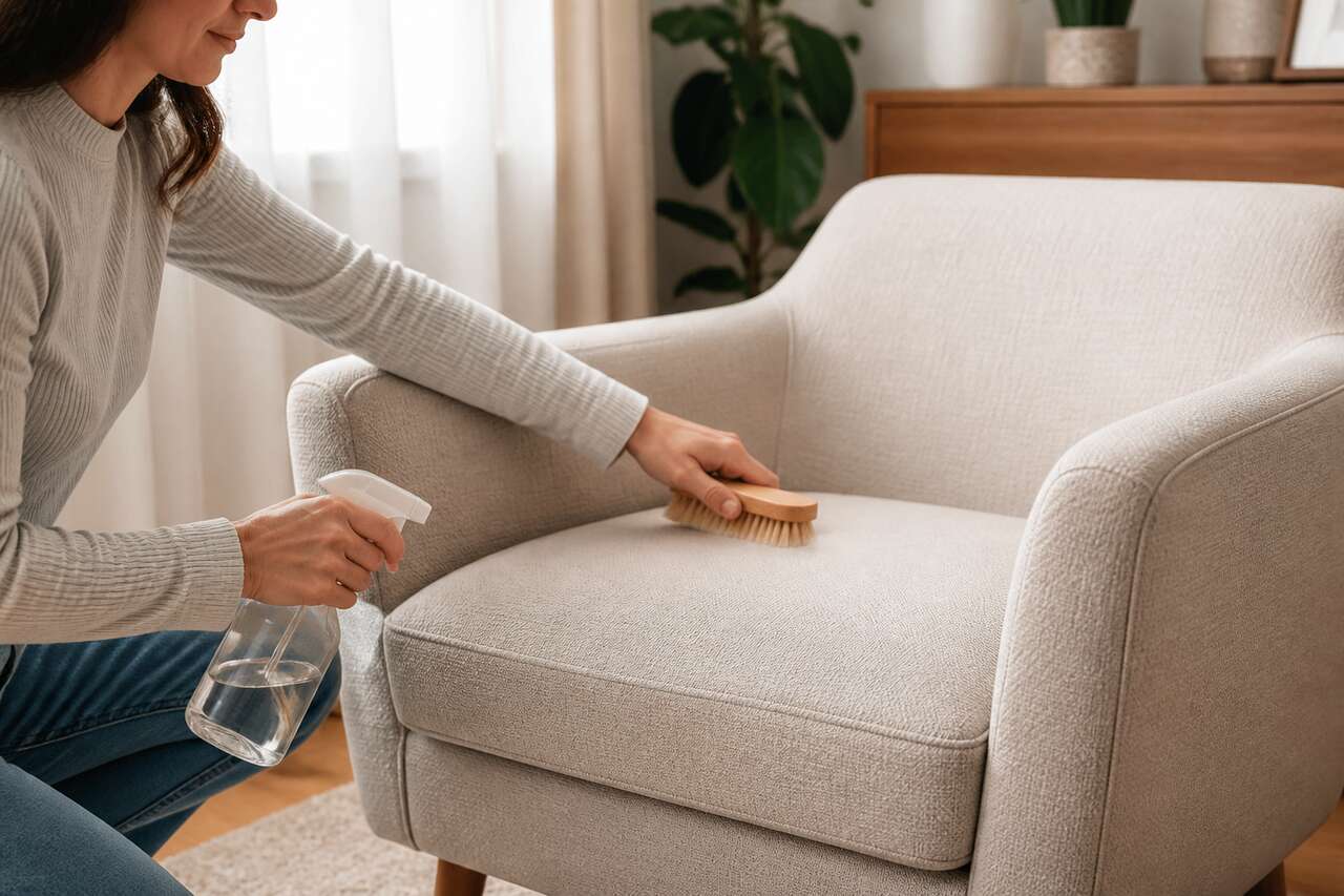 Fauteuil en tissu non d&eacute;houssable : m&eacute;thode pas &agrave; pas &agrave; domicile