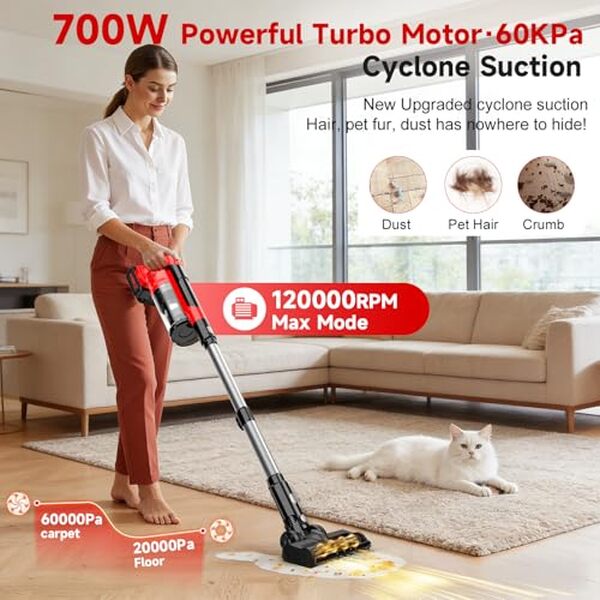 Découvrez notre test complet de l'aspirateur balai 700W sans fil avec une puissance de 60KPa et brosse anti-enchevêtrement. Performance, efficacité et praticité pour un nettoyage optimal de votre maison. 