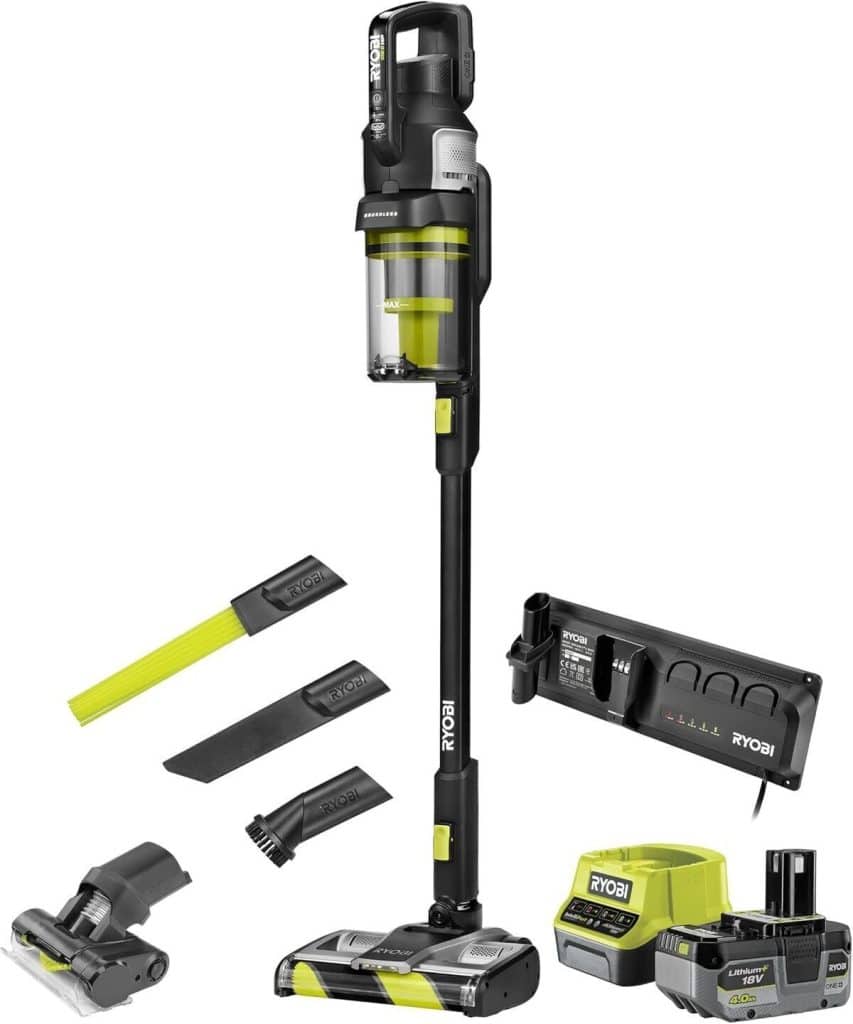 Test : ryobi aspirateur balai RASV18BL-1C40GL haute puissance